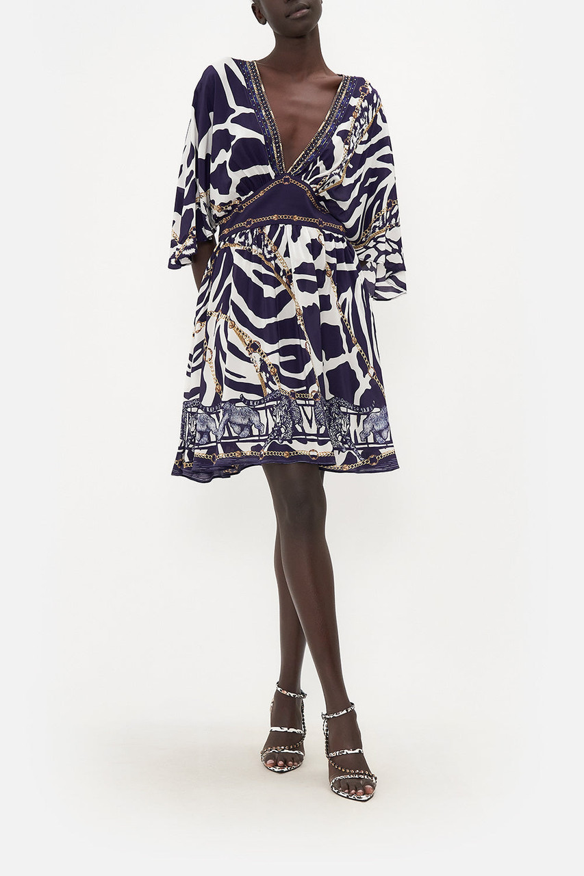 camilla shirred relaxed short dress Camilla Short Shirred Printed Long-Sleeve Dress, Call It Dreaming, Women's, XS