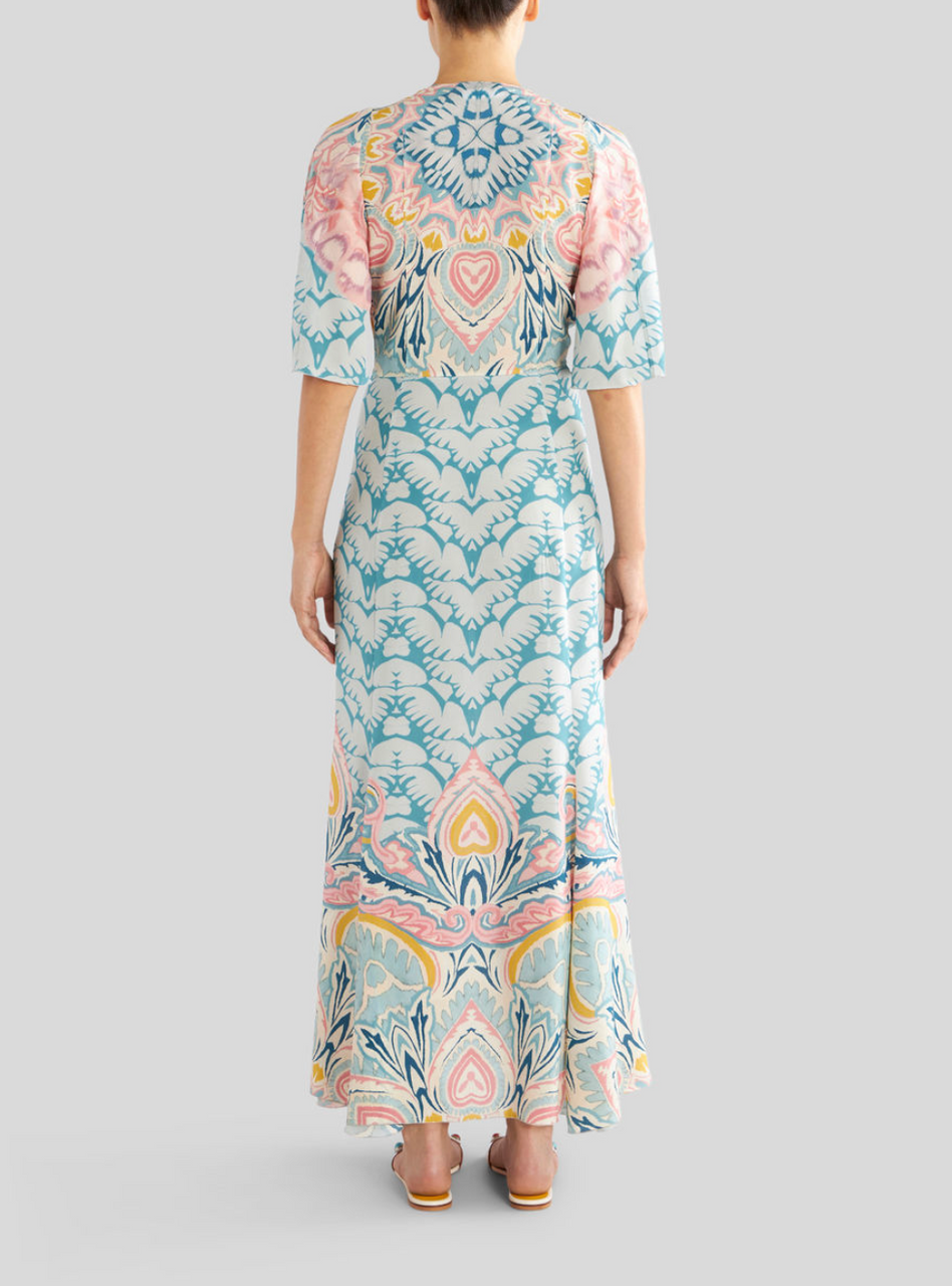 オールインワン・サロペット Etro Floral Paisley Print Dress Etro Floral Print Silk Dress in Light Blue