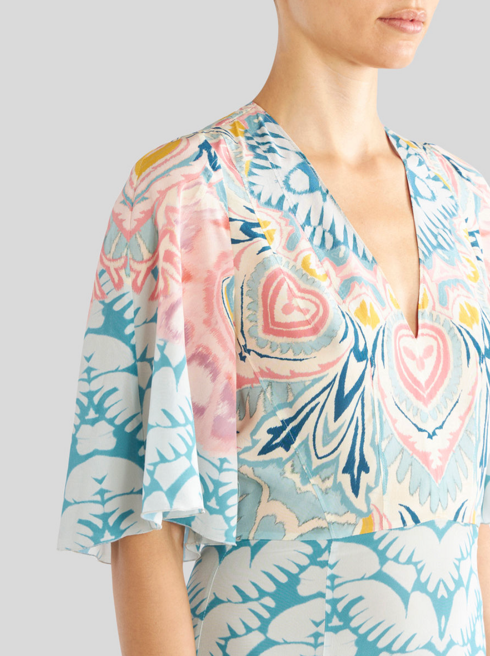 ETRO フラワープリント シルクドレス ライトブルー Etro Floral Print Silk Dress in Light Blue