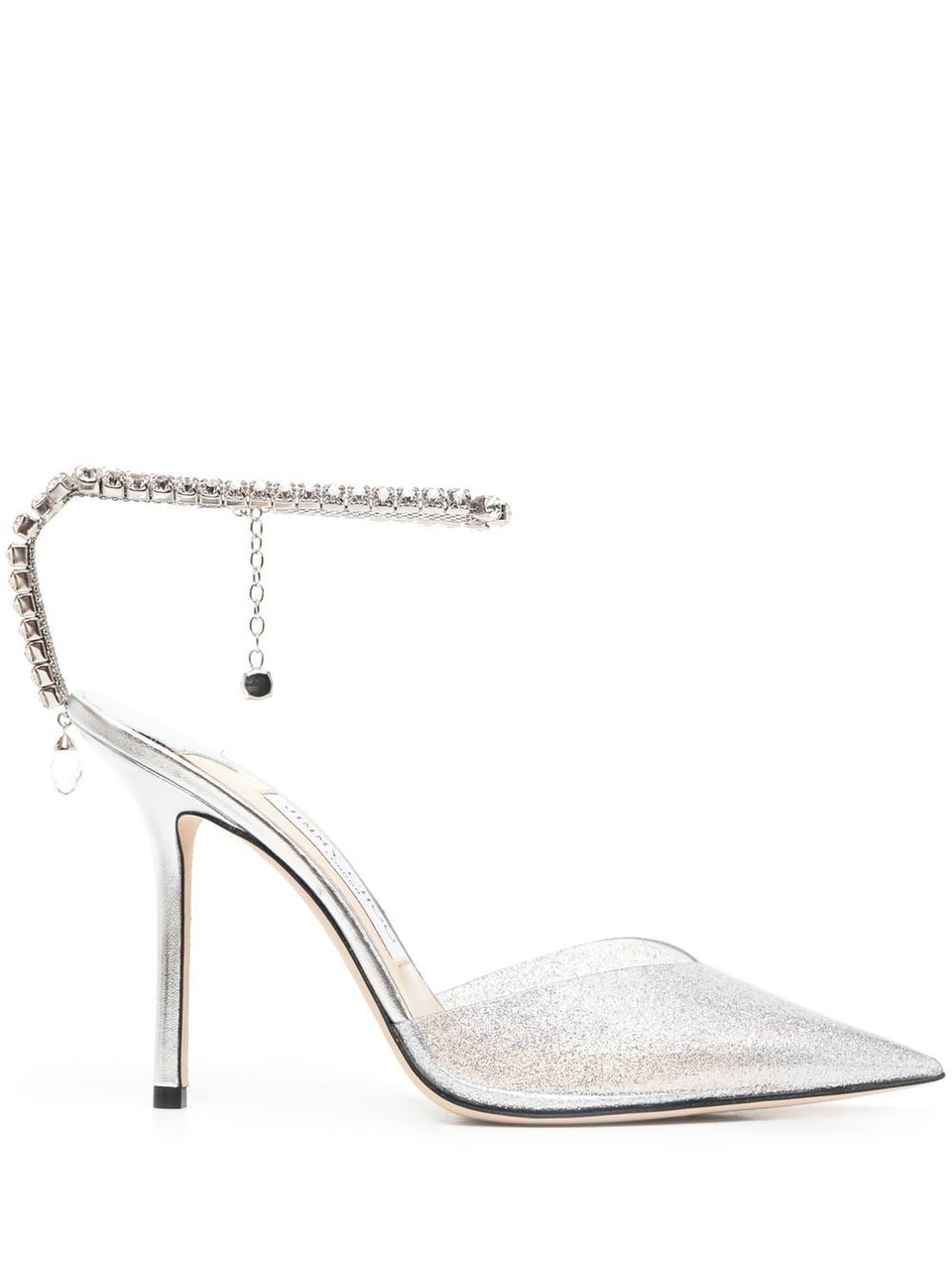 immy Choo Saeda 100 Glitter Plexi Pumps with Crystal