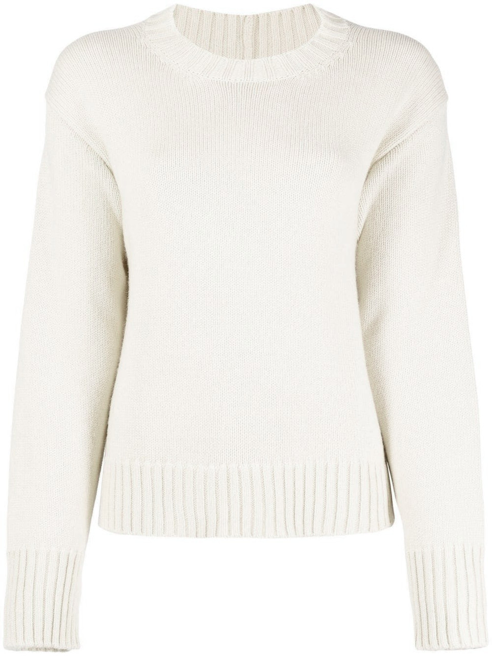 Jil Sander Long Sleeve Cashmere Crew Neck Sweater in Natural