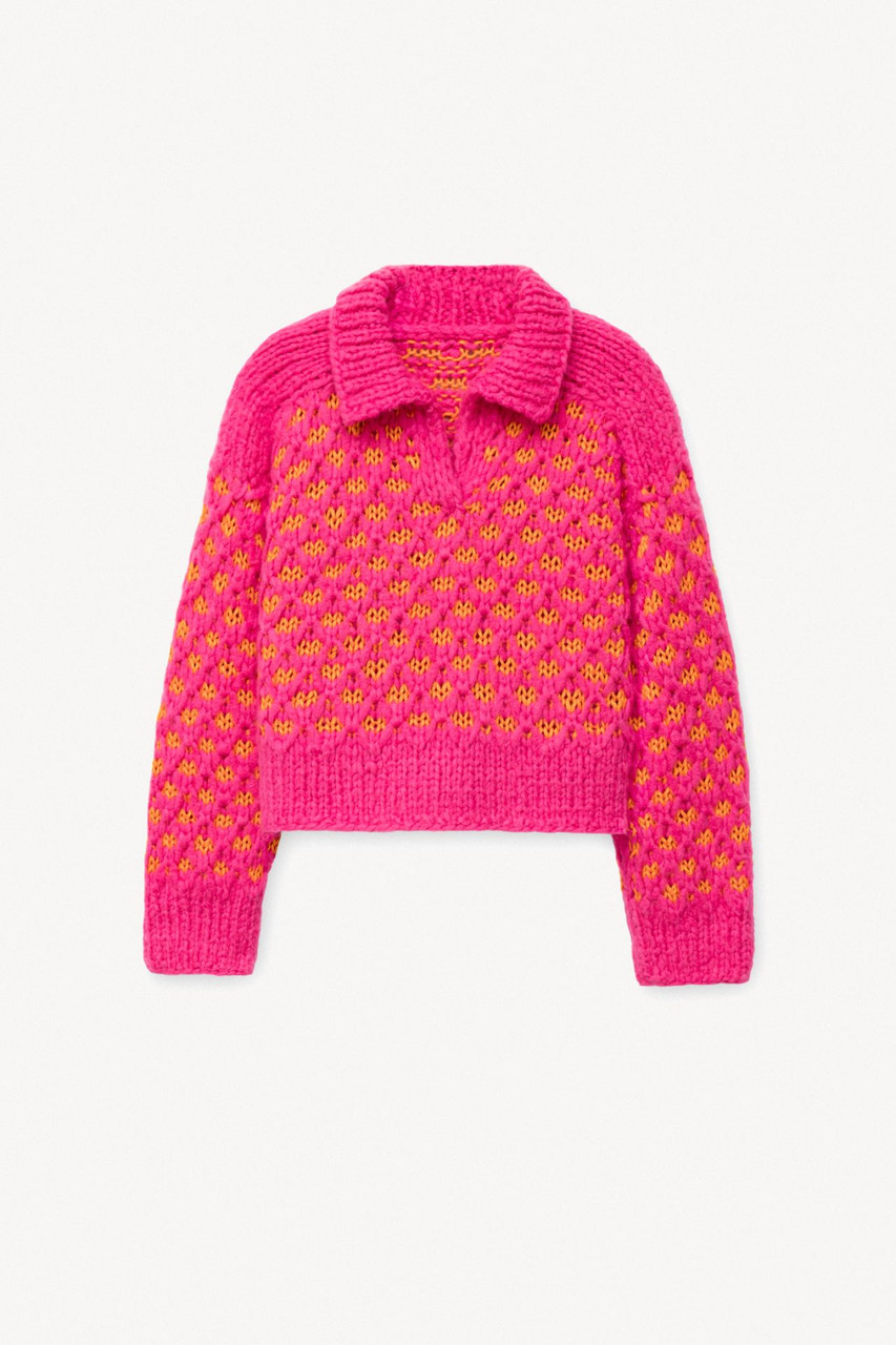 Iris Von Arnim Anela Cashmere/Silk Handknit Sweater in Fuchsia