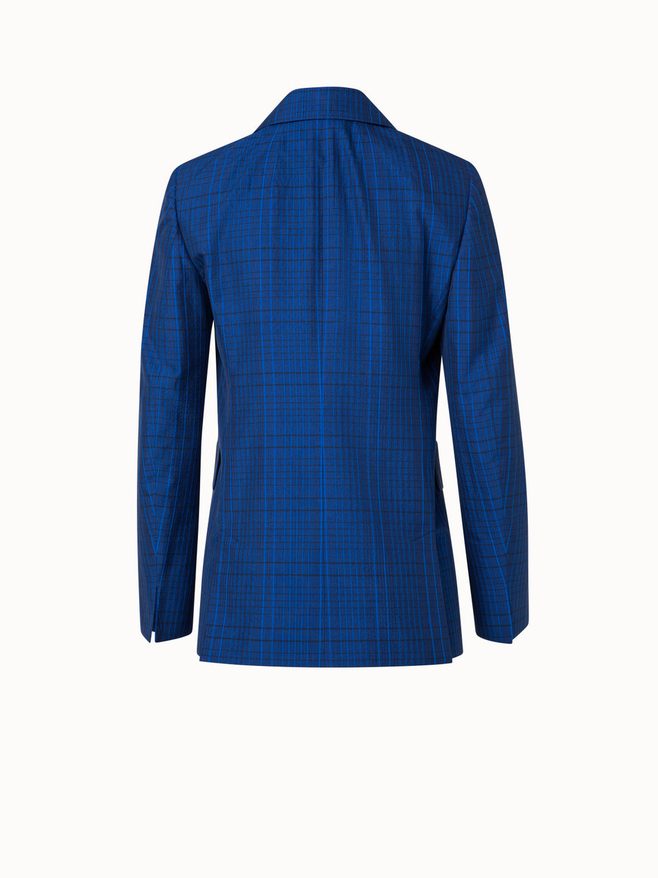 Akris Malik Long Cotton Silk Seersucker Jacket in Navy-Enzian