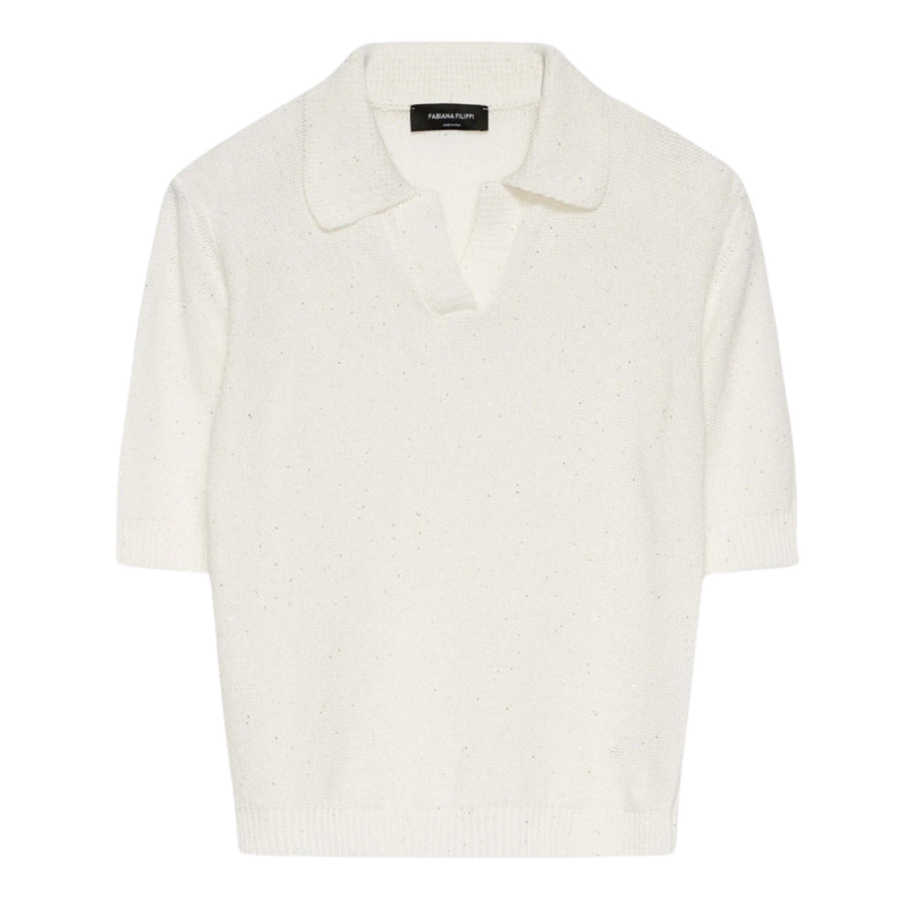 Tシャツ・カットソー FABIANA FILIPPI SS25 POLO (MAD265F011L165 825) Fabiana Filippi Sequined Polo Shirt in Raffia