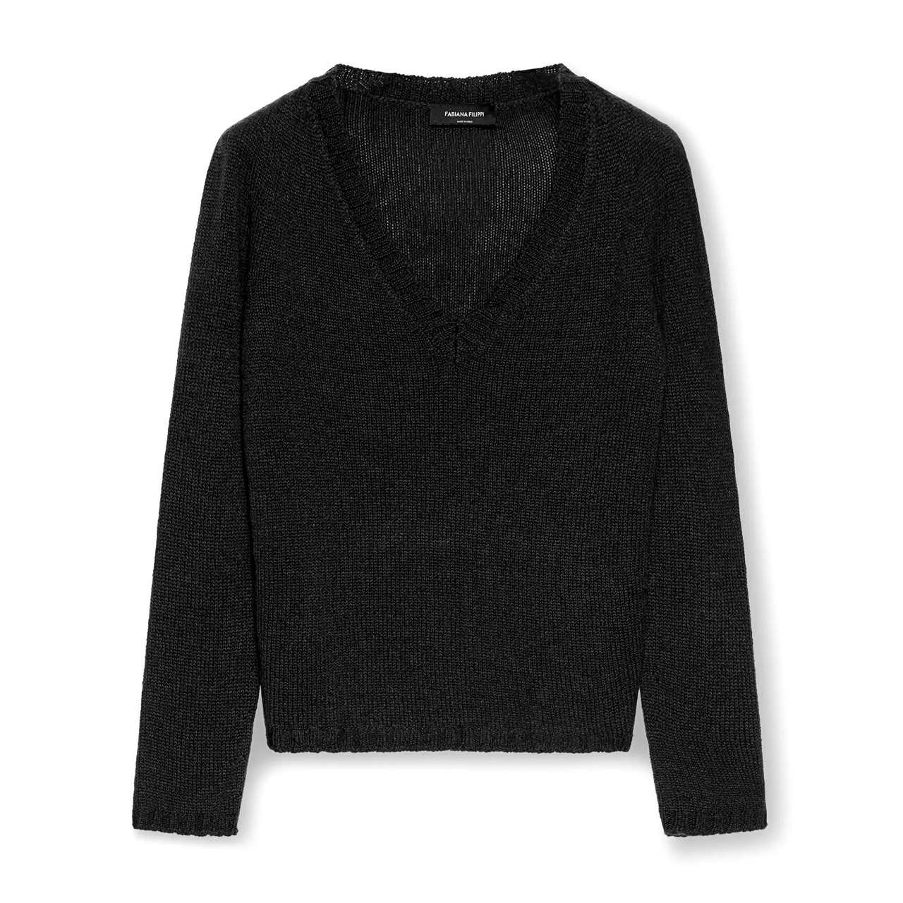 Fabiana Filippi side-tie rib-knit jumper - Black