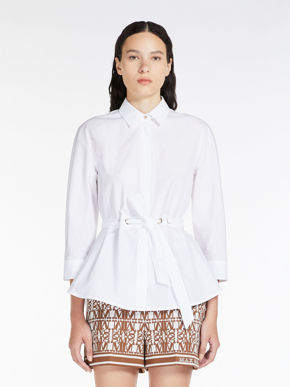 Max Mara Cuneo Cotton Poplin Shirt in Optical White, Size 12