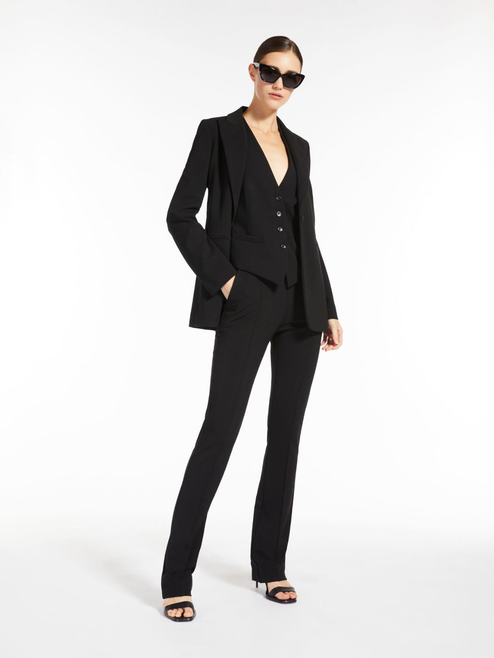【Max Mara】 Circeoシングル-breastedブレザー Max Mara Circeo Single Breasted Jersey Blazer in Black