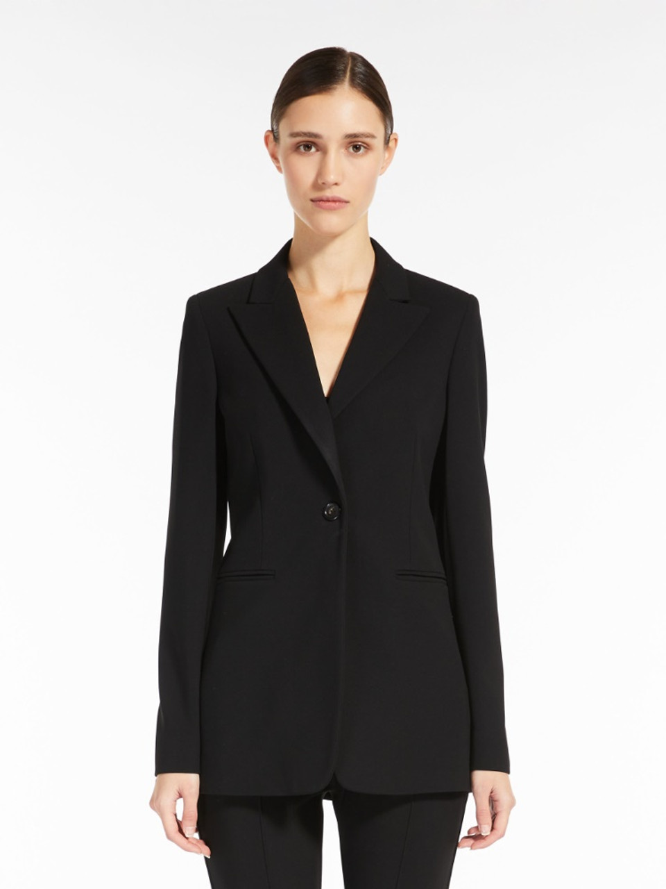 【Max Mara】 Circeoシングル-breastedブレザー Max Mara Circeo Single Breasted Jersey Blazer in Black