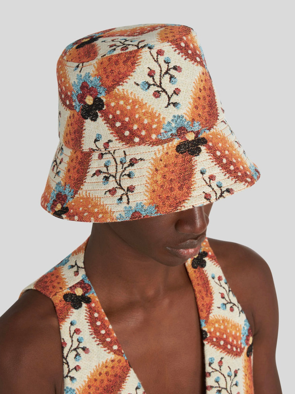 Etro Jacquard Bucket Hat in Orange