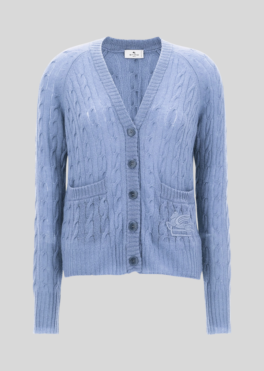 ETRO cable-knit wool cardigan - Blue