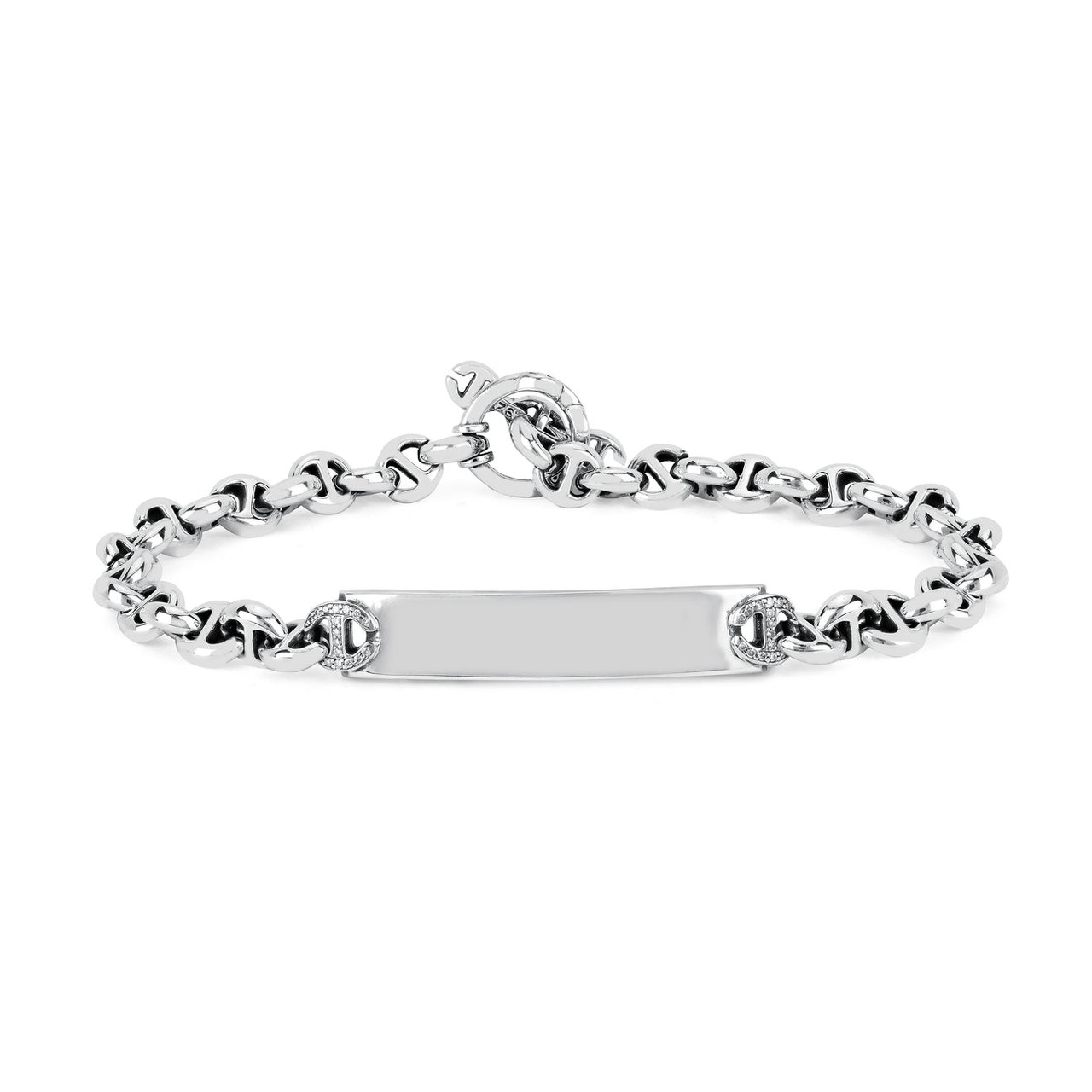 Hoorsenbuhs Men's Sterling Silver Open Link Monogram Bracelet, 5mm