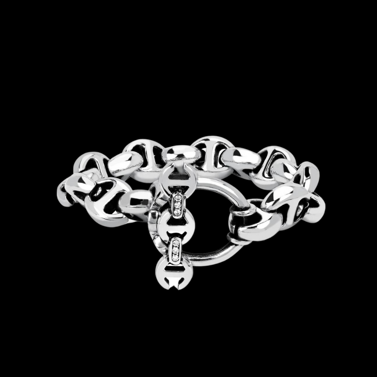 Hoorsenbuhs Men's Sterling Silver Open Link Bracelet, 15mm