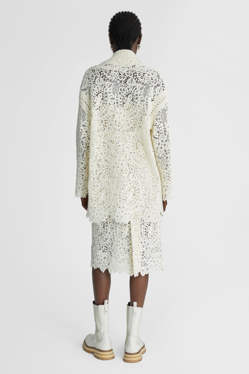 ファッション雑貨・小物その他 ERMANNO SCERVINO Washable and reusable yarn mask White Ermanno Scervino Macramé Wool Cardigan in Off White