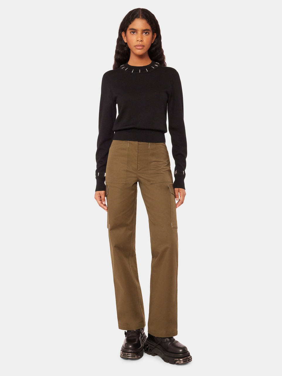 Rabanne Cargo Straight-Leg Trousers in Khaki