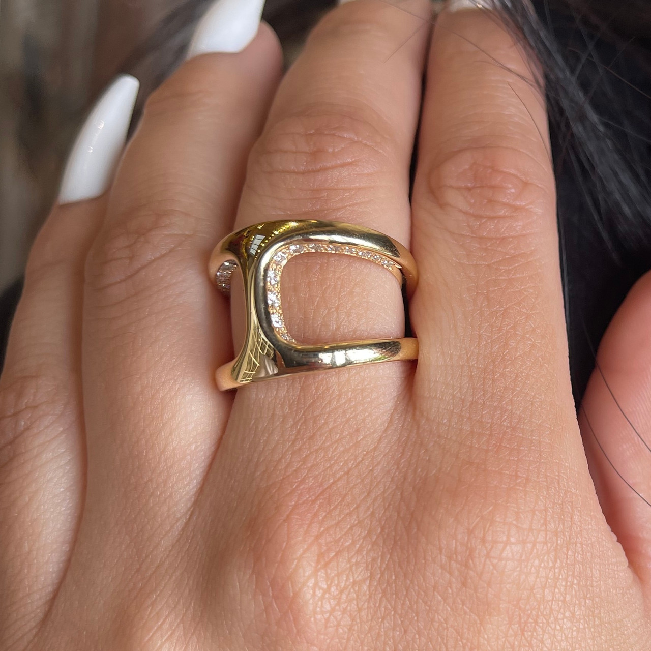 Hoorsenbuhs 18K Yellow Gold Dame Phantom Flooded Diamond Ring