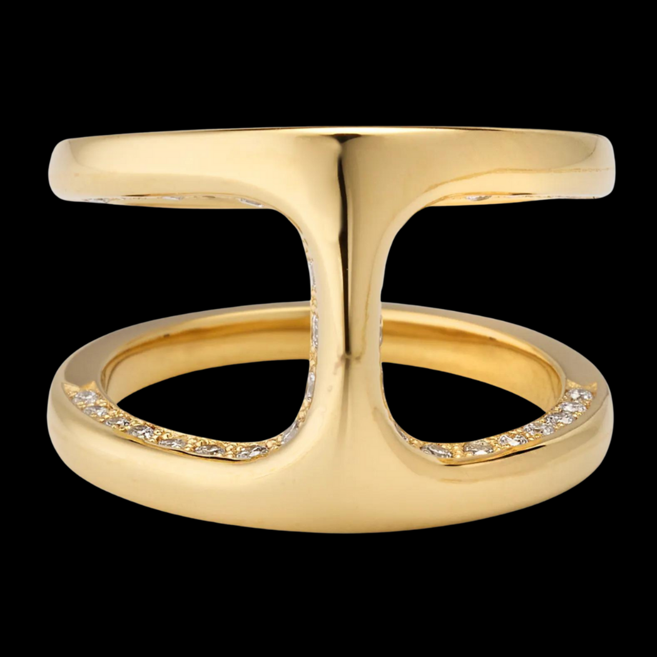 Hoorsenbuhs 18K Yellow Gold Dame Phantom Flooded Diamond Ring, Size 8