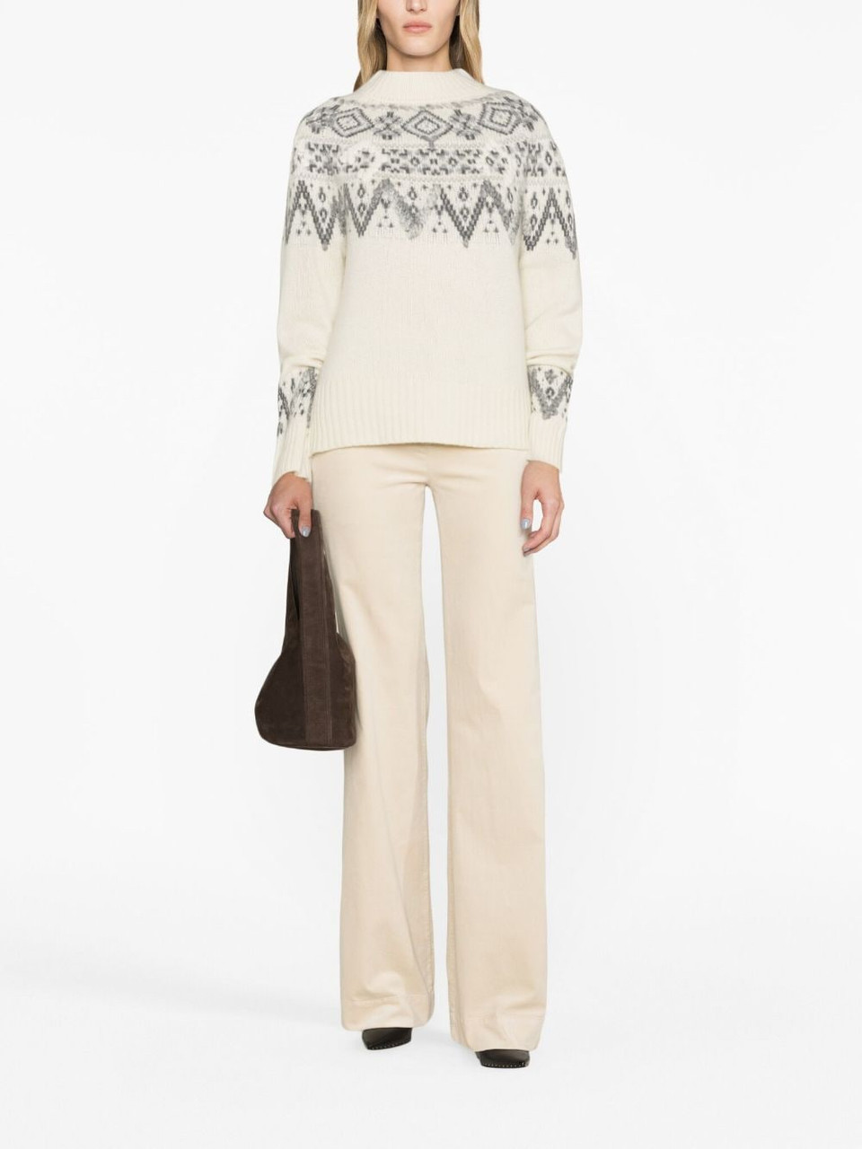 Ermanno Scervino lace-trim fine-knit cashmere jumper - White