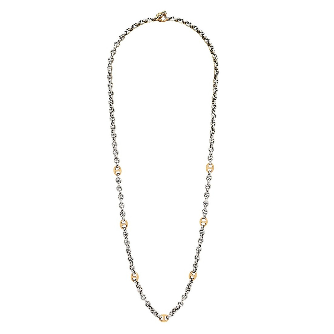 *RESERVE TODAY* Hoorsenbuhs Sterling Silver 5mm Open-Link Necklace with  Seven 18K Yellow Gold 10mm Links