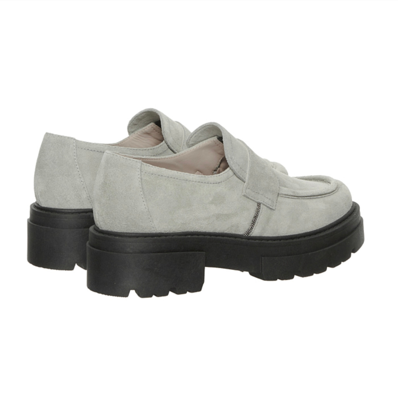 Fabiana Filippi Chunky Sole Suede Loafers in Rock Grey Fabiana Filippi Chunky Sole Suede Loafers in Rock Grey
