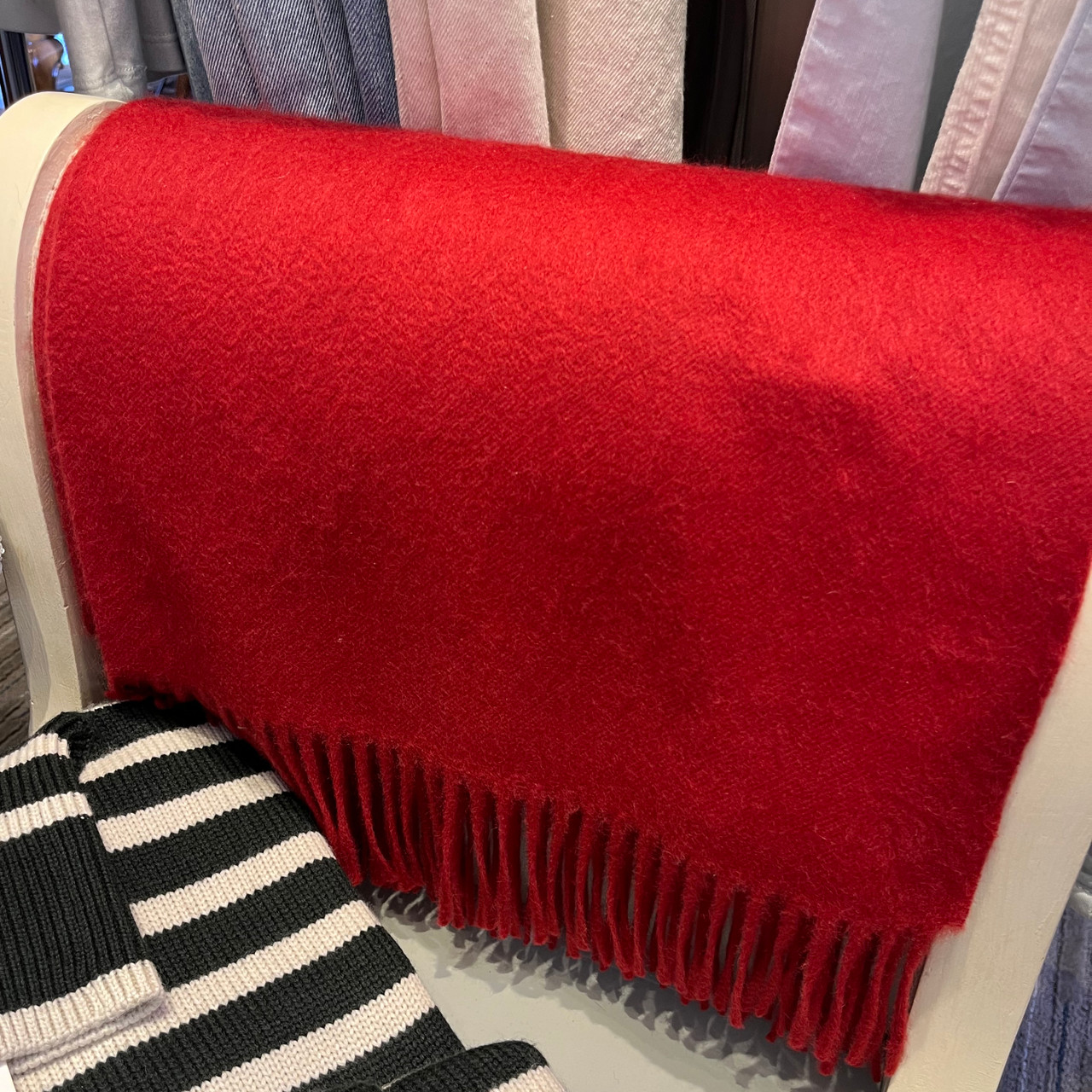 Begg x Co Arran Solid Cashmere Stole in Carmine