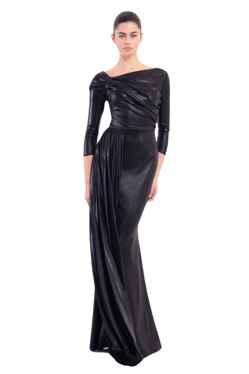 Long Black Taffeta Dress