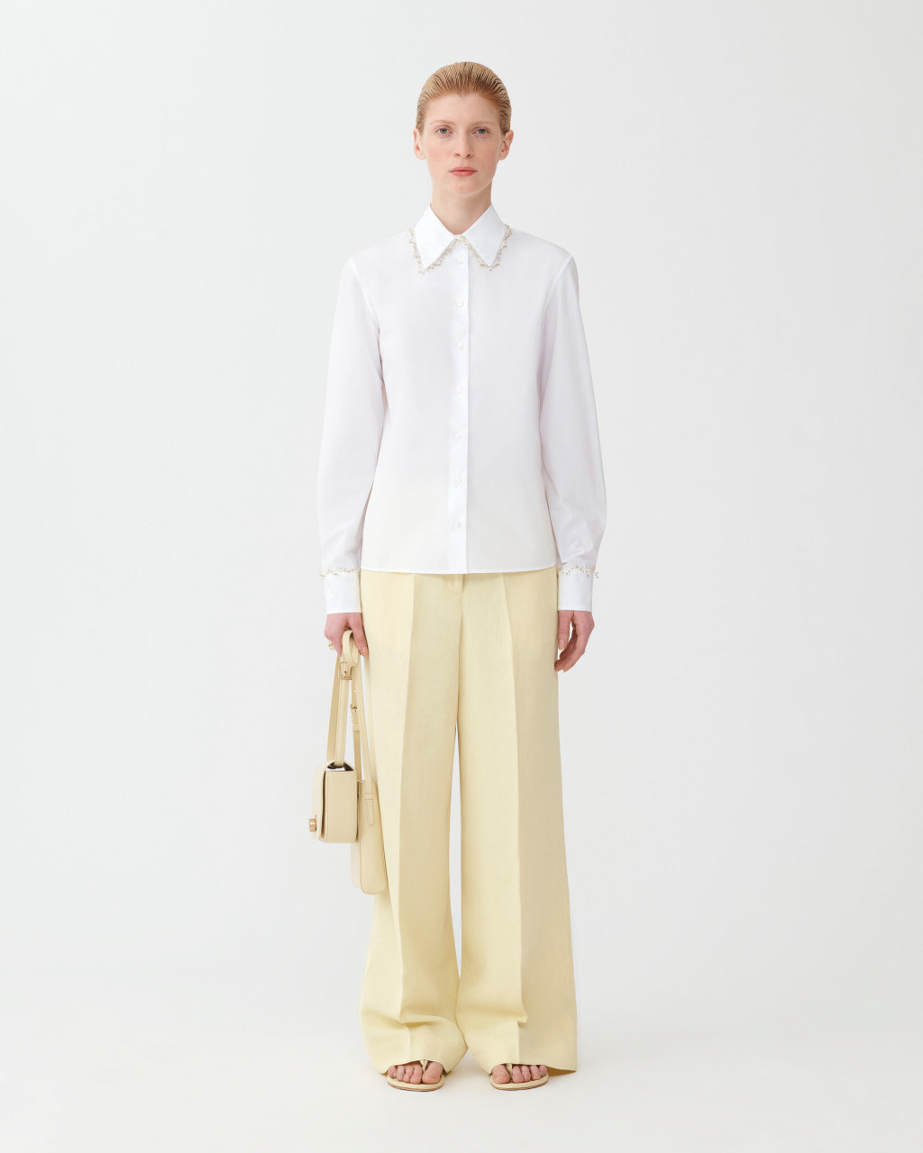 Fabiana Filippi Mushroom Embroidered Poplin Shirt in White Fabiana Filippi Mushroom Embroidered Poplin Shirt in White