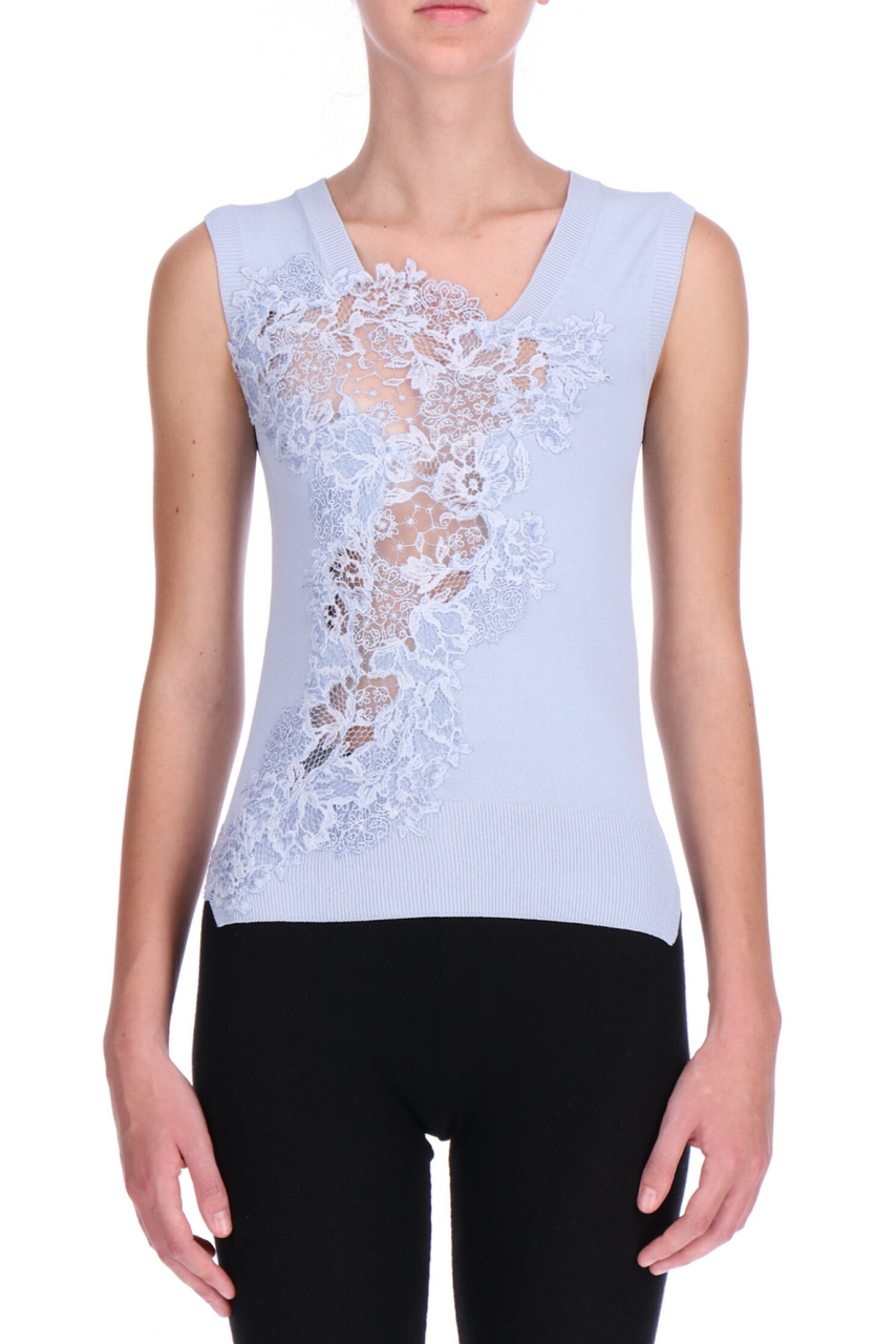 Ermanno Scervino Knit Tank with Lace in Heather