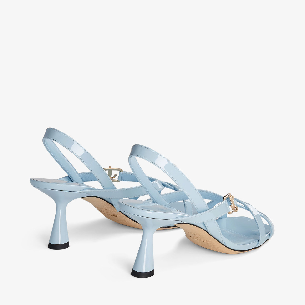 シューズ・サンダルその他 Jimmy Choo Sandals Light blue Jimmy Choo Jess 65 Patent Leather Sandals in Ice Blue