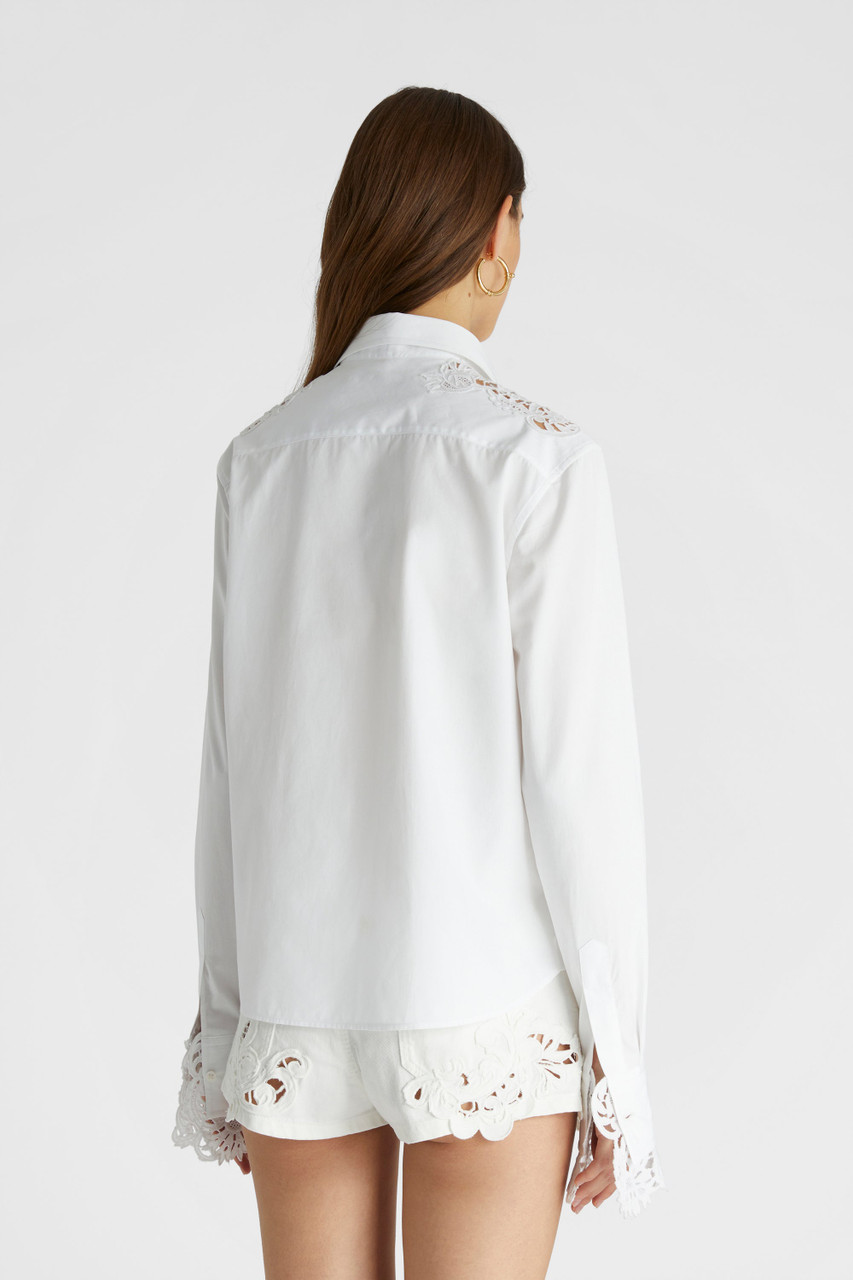 Ermanno Scervino Poplin Shirt With Cut-Out Embroidery in White