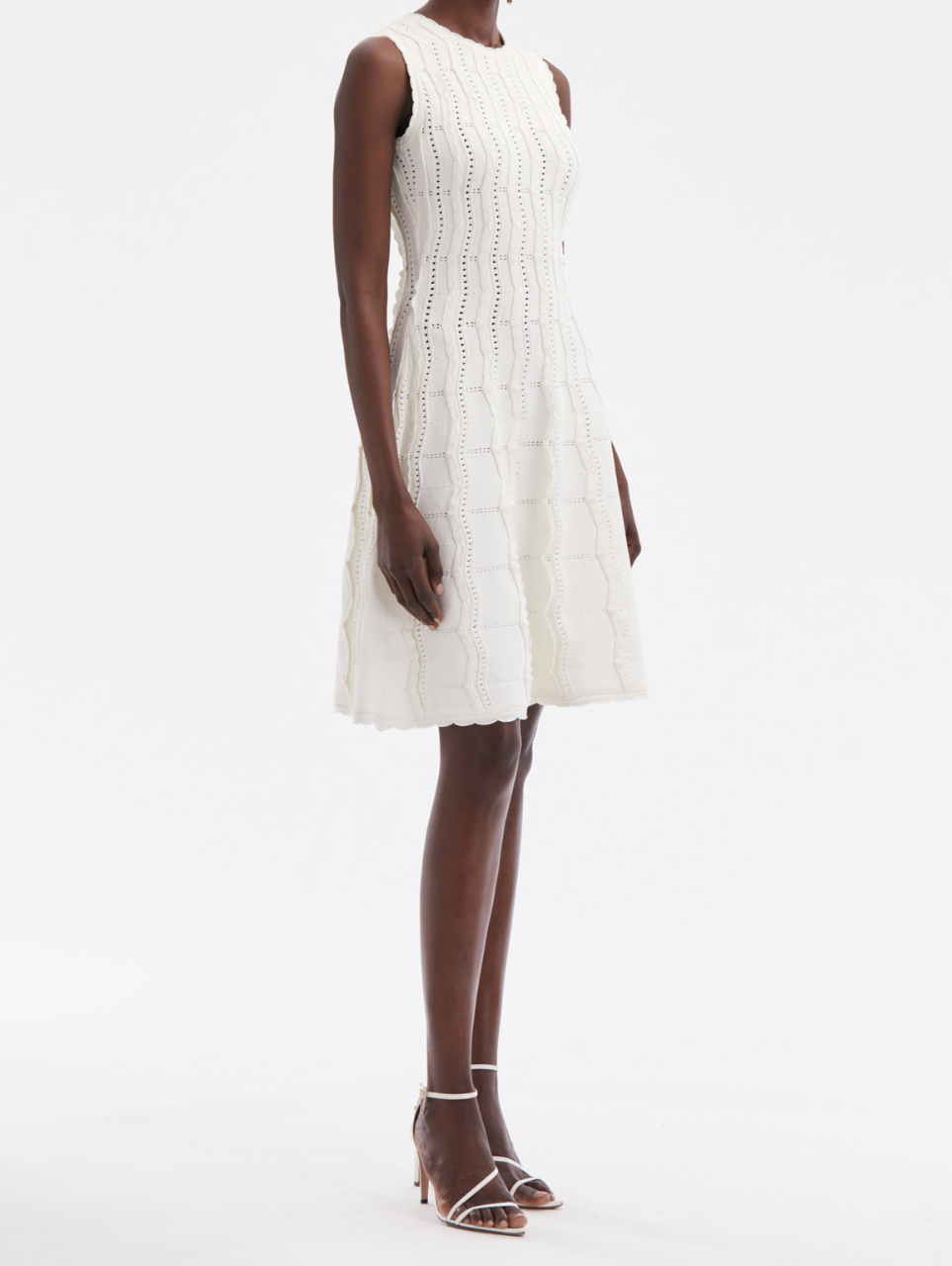 slim fit dress slacks Ivory Sleeveless Mikado Fit And Flare Midi Dress With V-Back main image 0