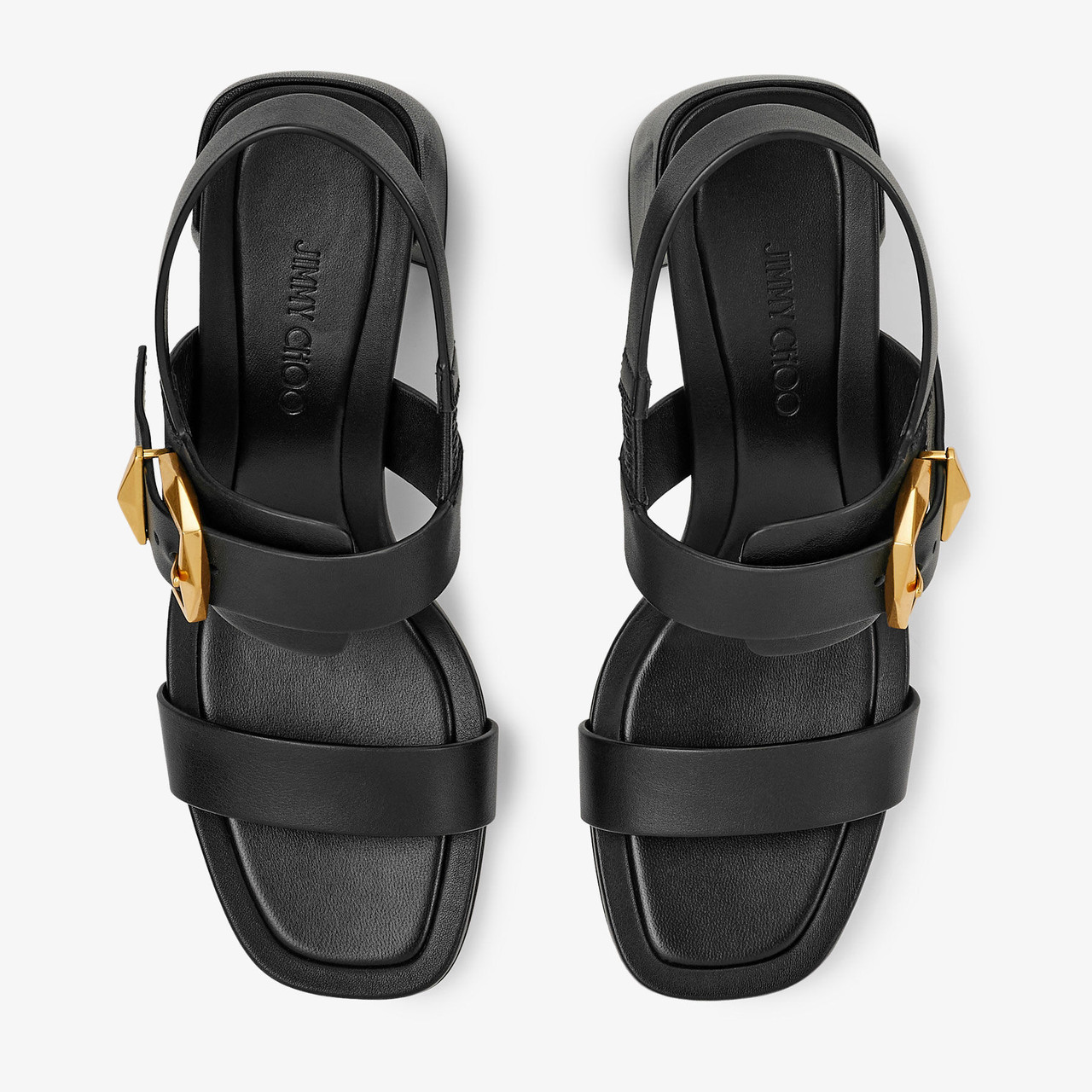 JIMMY CHOO Hawke 70 レザー サンダル Jimmy Choo Hawke 70 Leather Sandals in Black