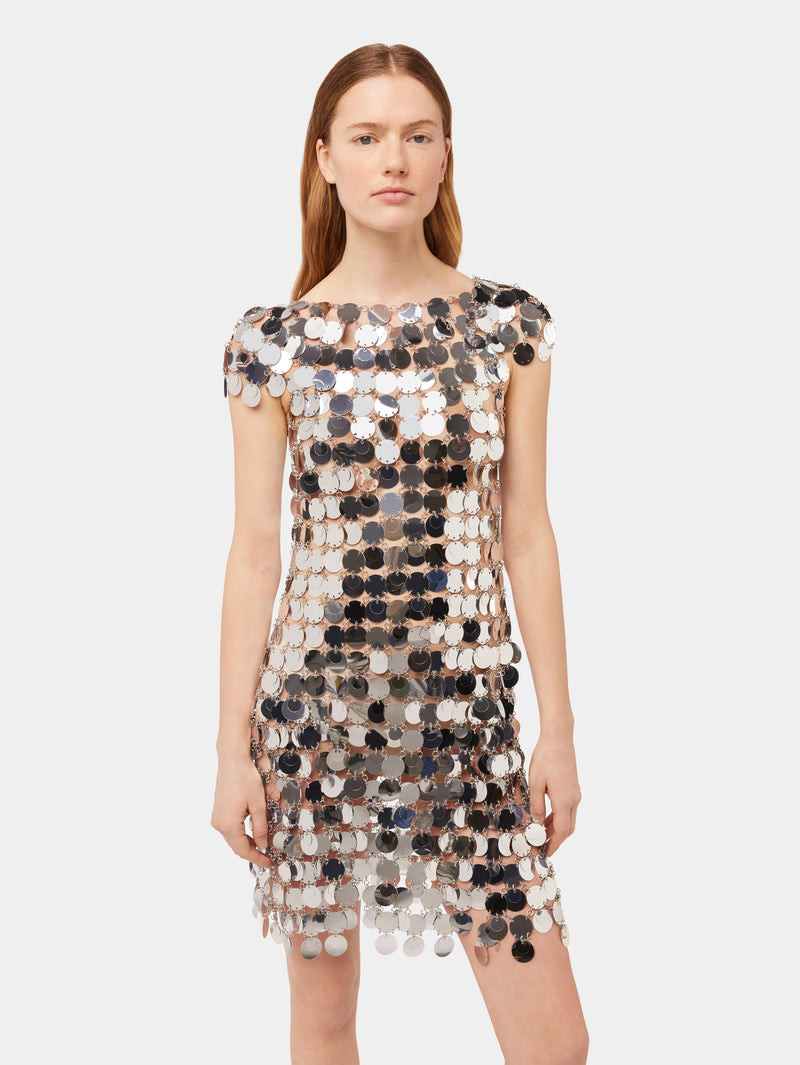 Rabanne Iconic Sparkle Discs Dress in Silver