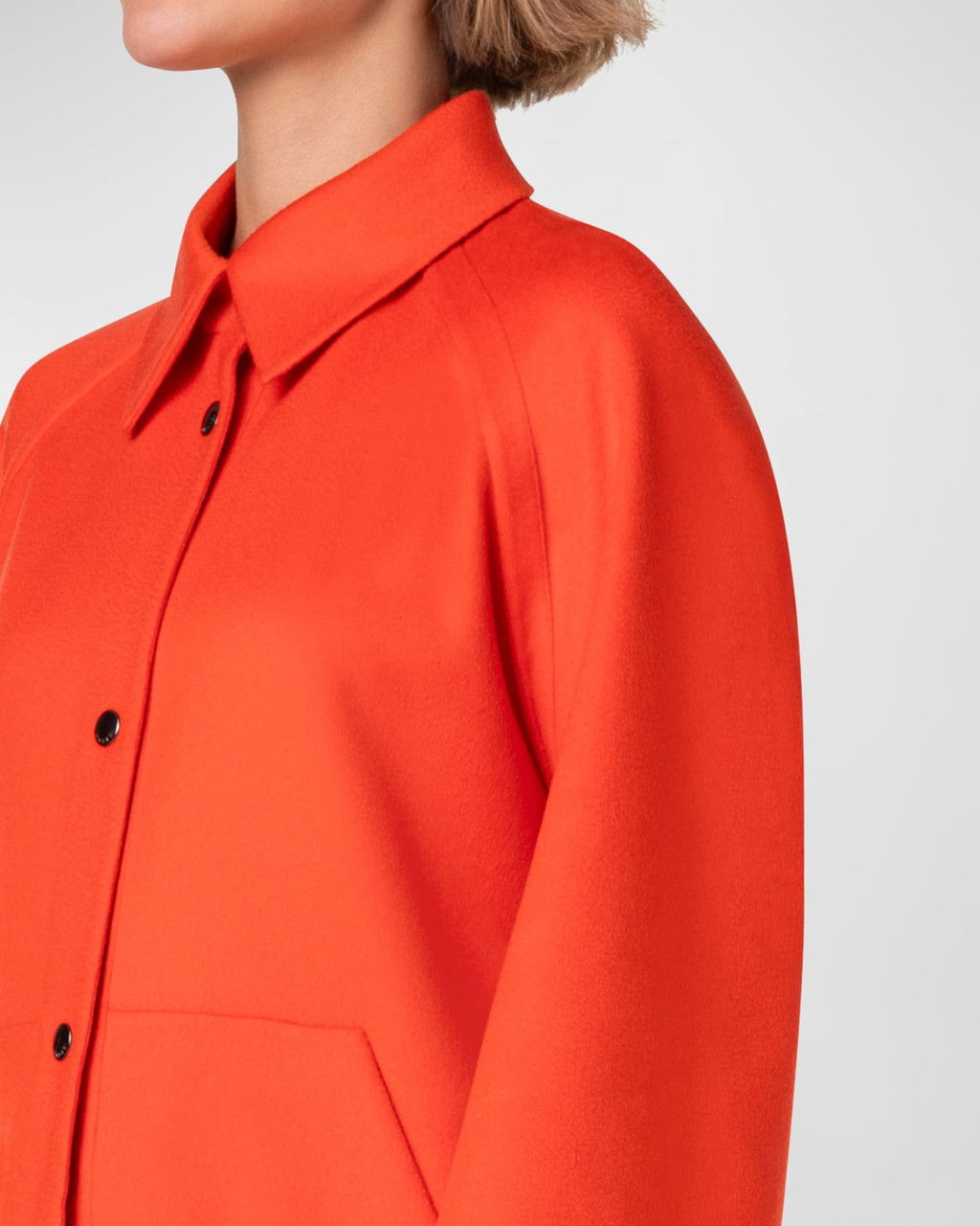 Akris Gina Cashmere Double Face Jacket in Poppy