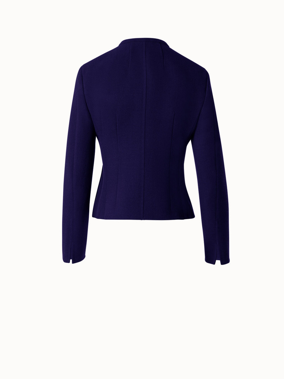 Akris West Double-Face Wool Crêpe Short Tailored Jacket in Dark Purple