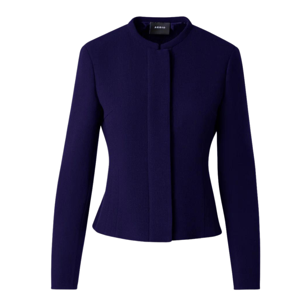 Akris West Double-Face Wool Crêpe Short Tailored Jacket in Dark Purple