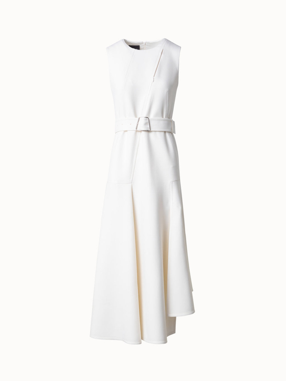 Akris Sleeveless A-Line Midi Dress in Cotton Double-Face with Zip 