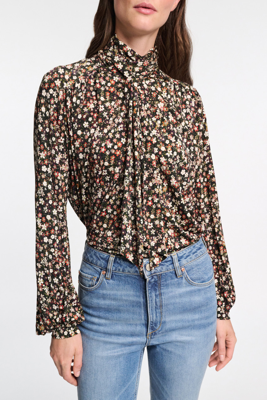 Dorothee Schumacher Millefleurs Dancing Print Blouse in Black Flower