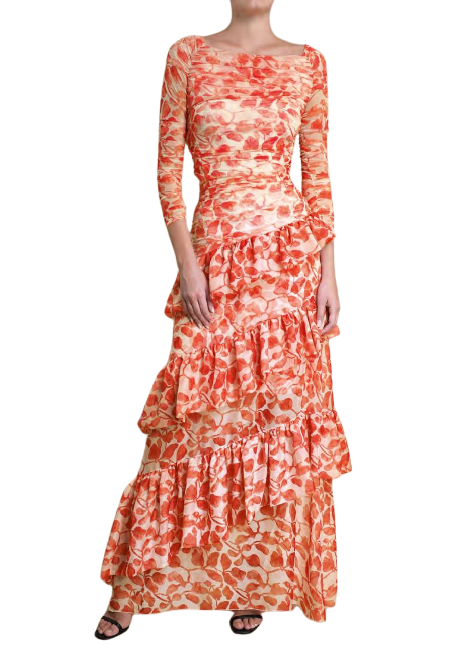 Chiara Boni La Petite Robe Ton Illusion Chiffon Print Long SJE Gown Chiara Boni La Petite Robe Ton Illusion Chiffon Print Long SJE Gown