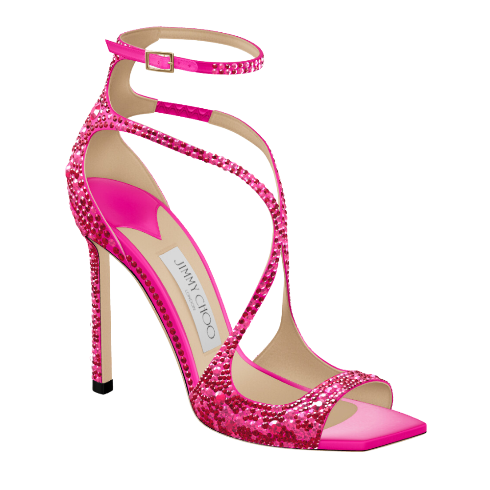 JIMMY CHOO VIOLA MIX エリカ ラメクラッチ Stevie 100 | Winter Bloom and Violet Orchid Mix Satin Pumps with