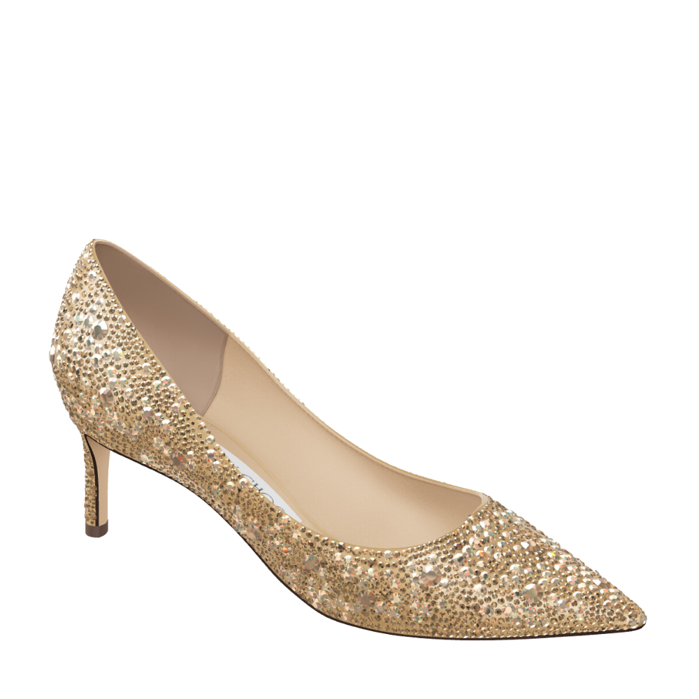 Jimmy Choo Romy Shimmer Suede with Crystals Pumps