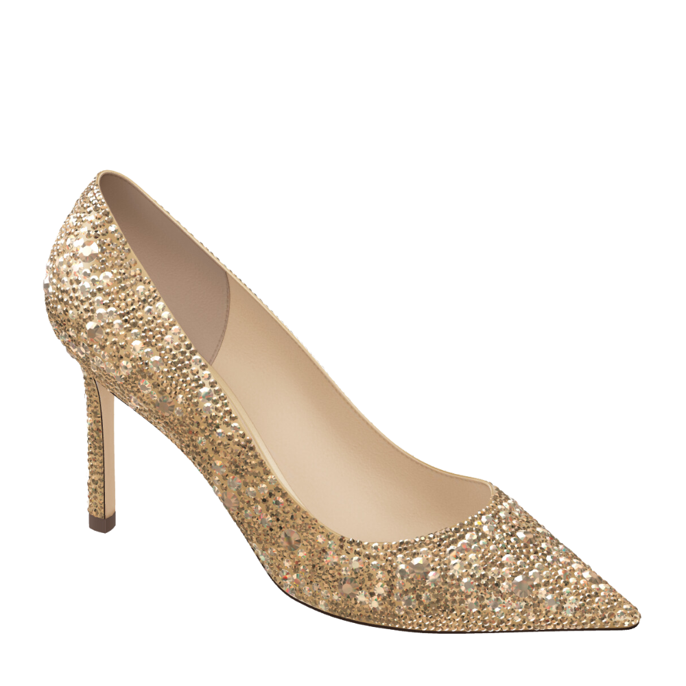 Jimmy Choo Romy Shimmer Suede with Crystals Pumps