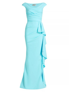 Chiara Boni La Petite Robe Sozen Long Gown in Celeste, Size 40