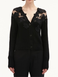 Oscar de la Renta Floral Guipure Lace Cardigan in Black, Size X-Small Oscar de la Renta Floral Guipure Lace Cardigan in Black, Size X-Small