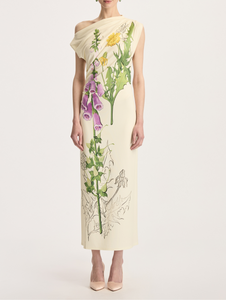 *VIRTUAL TRUNK SHOW* Oscar de la Renta Off Shoulder Foxglove Draped Jersey Dress