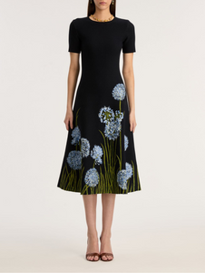 *VIRTUAL TRUNK SHOW* Oscar de la Renta Short Sleeve Jacquard Allium A Line Knit Dress *VIRTUAL TRUNK SHOW* Oscar de la Renta Short Sleeve Jacquard Allium A Line Knit Dress