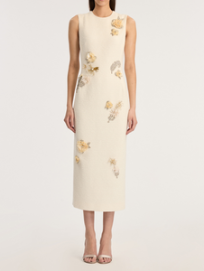 *VIRTUAL TRUNK SHOW* Oscar de la Renta Sleeveless Embroidered Brooch Tweed Cocktail Dress *VIRTUAL TRUNK SHOW* Oscar de la Renta Sleeveless Embroidered Brooch Tweed Cocktail Dress