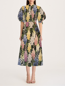 *VIRTUAL TRUNK SHOW* Oscar de la Renta Short Sleeve Cap Back Foxglove Poplin Dress *VIRTUAL TRUNK SHOW* Oscar de la Renta Short Sleeve Cap Back Foxglove Poplin Dress