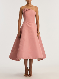 *VIRTUAL TRUNK SHOW* Oscar de la Renta Strapless Faille Embroidered Cocktail Dress *VIRTUAL TRUNK SHOW* Oscar de la Renta Strapless Faille Embroidered Cocktail Dress