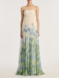 *VIRTUAL TRUNK SHOW* Oscar de la Renta Strapless Alliums Degrade Chiffon Gown