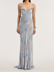 *VIRTUAL TRUNK SHOW* Oscar de la Renta Sleeveless Draped Neck Feathers Velvet Gown *VIRTUAL TRUNK SHOW* Oscar de la Renta Sleeveless Draped Neck Feathers Velvet Gown
